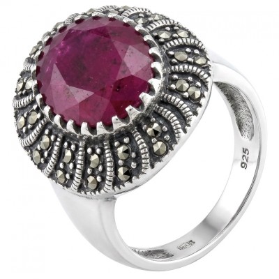 Bloody Red Natural 12.4 carat Ruby .925 Sterling Silver handmade Statement Ring size 10
