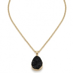 Boho Style Genuine Black Druzy .925 Sterling Silver handmade necklace