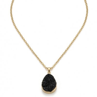 Boho Style Genuine Black Druzy .925 Sterling Silver handmade necklace