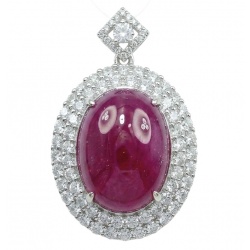 Rare 16.2 carat authentic Kashmir Ruby rhodium over .925 Sterling Silver handmade Statement Pendant