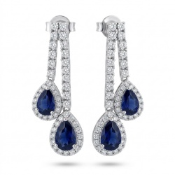 Blue Royalty 9.7 carat Sapphire .925 Sterling Silver handcrafted Statement earrings
