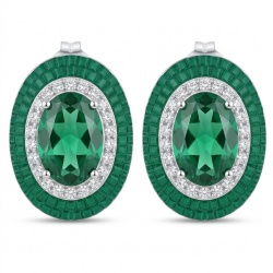 Julietta 12.5 carat Colombian Emerald .925 Sterling Silver handmade Statement earrings