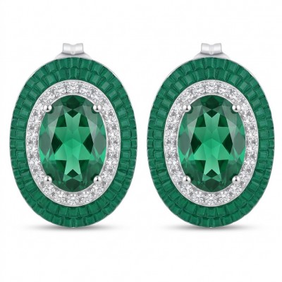 Julietta 12.5 carat Colombian Emerald .925 Sterling Silver handmade Statement earrings