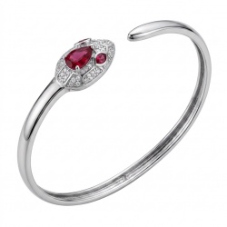 Precious Boa Snake Genuine 0.7 carat Garnet .925 Sterling Silver dipped rhodium handcrafted Bracelet