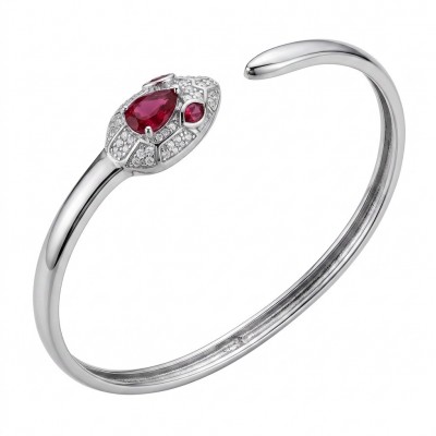 Precious Boa Snake Genuine 0.7 carat Garnet .925 Sterling Silver dipped rhodium handcrafted Bracelet