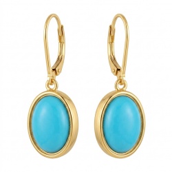 Great authentic Sleeping Beauty Turquoise 18K Gold over .925 Sterling Silver handcrafted Earrings
