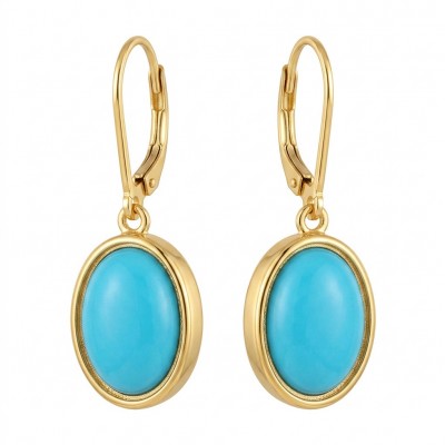 Great authentic Sleeping Beauty Turquoise 18K Gold over .925 Sterling Silver handcrafted Earrings