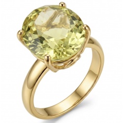 Solid 8.8 carat Genuine Lemon Quartz 18K Gold over .925 Sterling Silver handcrafted ring size 6