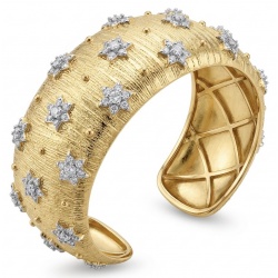 Byzantine design Authentic White Topaz 18K Gold over .925 Sterling Silver handcrafted Bracelet / Cuff
