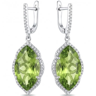 Royalty 9.9 carat authentic Himalayan Peridot .925 Sterling Silver Handcrafted Statement Earrings
