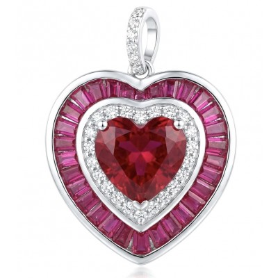 Art deco - My Sweet Heart Natural 4.8 carat Mozambique Ruby .925 Sterling Silver Handcrafted pendant