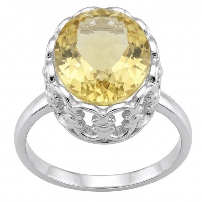Summer Friday 14.8 carat Genuine Lemon Quartz .925 Sterling Silver handcrafted ring size 9 1/2