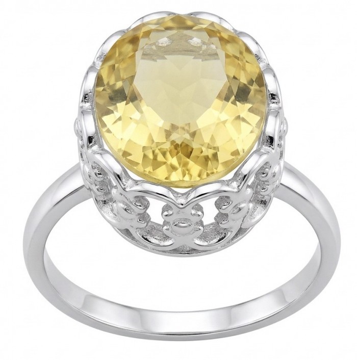 Summer Friday 14.8 carat Genuine Lemon Quartz .925 Sterling Silver handcrafted ring size 9 1/2