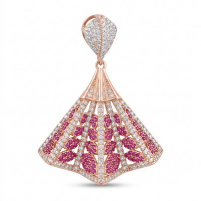 Luxurious 5.2 carat Kashmir Ruby .925 Sterling Silver dipped in 18K Rose Gold handmade Pendant