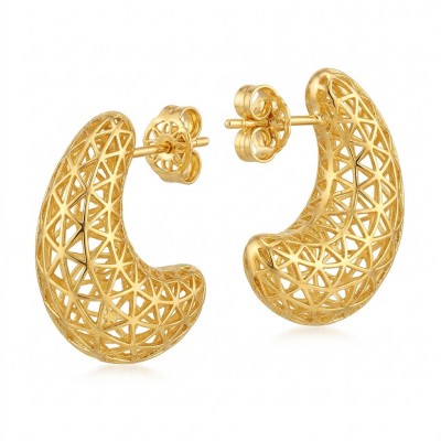 Dubai Style - .925 Sterling Silver dipped in 22K Gold handmade Earrings