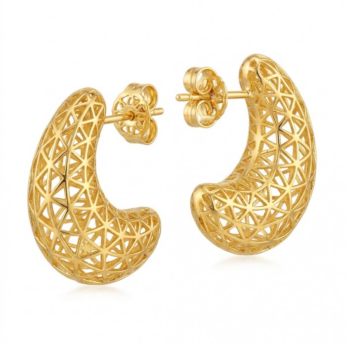 Dubai Style - .925 Sterling Silver dipped in 22K Gold handmade Earrings