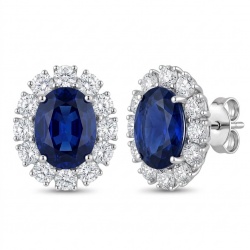 Authentic 10.5 carat Sapphire rhodium over .925 Sterling Silver handcrafted earrings