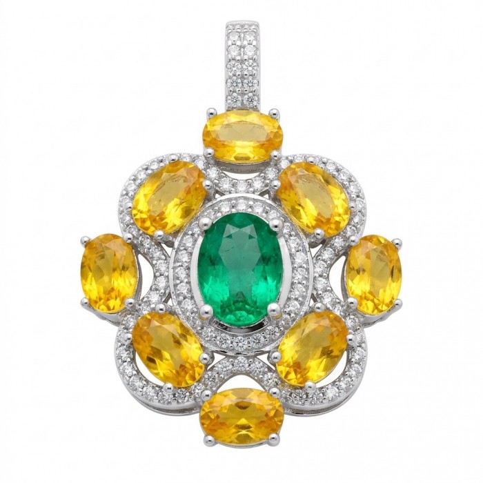 Giovanna - 12.5 carat Authentic Brazilian Peridot .925 Sterling Silver handcrafted Pendant