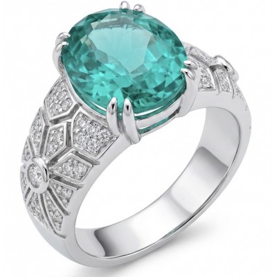 Big Surf 8.5 carat Paraiba Tourmaline .925 Sterling Silver Handcrafted Ring size 9