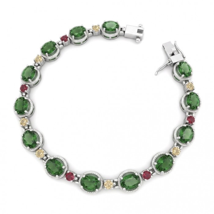 Authentic 17.9 carat Chrome Diopside .925 Sterling Silver handcrafted Bracelet