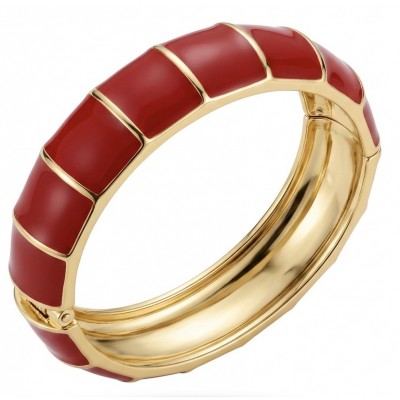 Lovely Red Enamel Vintage style Luxurious Golden Hinge Bangle Bracelet