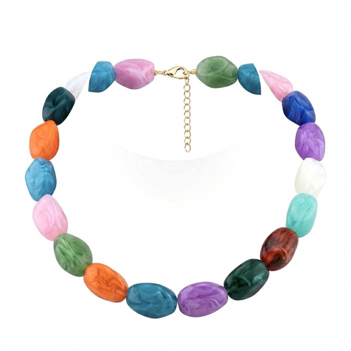 Tutti Frutti 84.5 carat Golded tone handcrafted Statement necklace