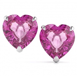 Exceptional- Pink Hearts - 35.7 carat Pink Sapphire .925 Sterling Silver dipped in rhodium luxuriously Handcrafted Statement earrings