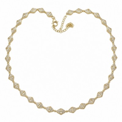 Precious Genuine White Topaz 18K White Gold over .925 Sterling Silver handmade necklace