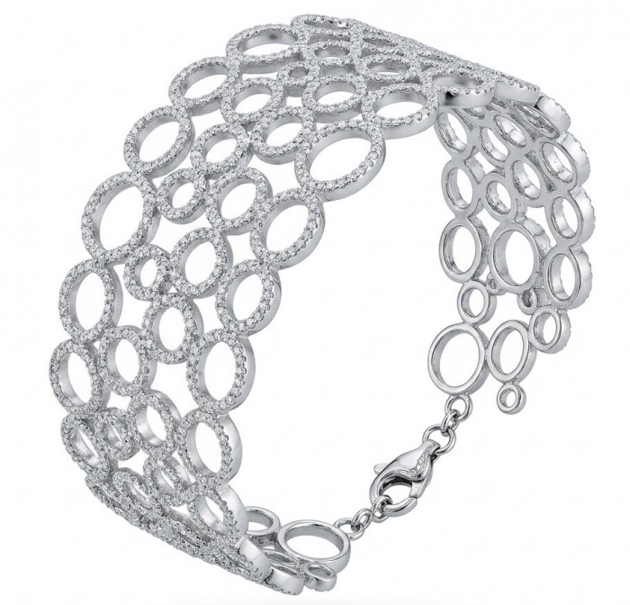 Dolce Vita - Precious Natural 12.5 carat pave White Topaz rhodium over .925 Sterling Silver handcrafted bracelet