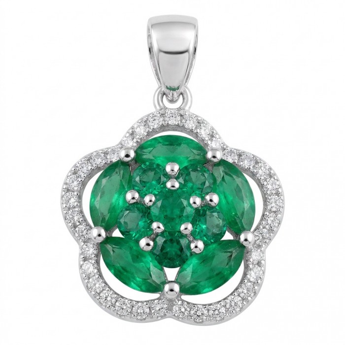 Authentic 4.5 CARAT Chrome Diopside .925 Sterling Silver Pendant