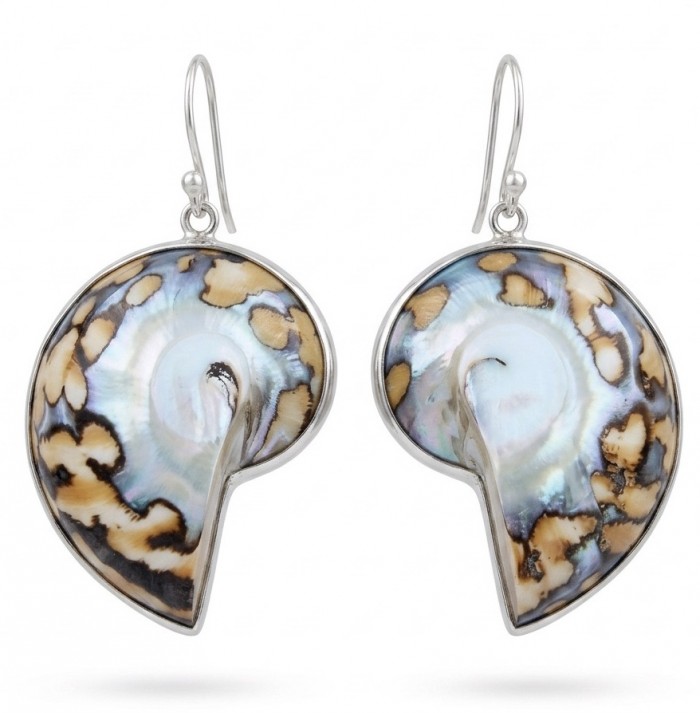 Fabulous Nautilus Ocean Shells .925 Sterling Silver handmade earrings
