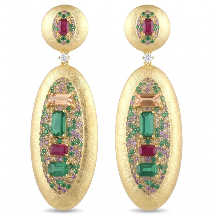Byzantine design Authentic 8.2 carat Topaz 18K Gold over .925 Sterling Silver handcrafted Statement earrings