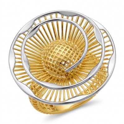Dubai Style - .925 Sterling Silver dipped in 22K Gold handmade Large ring size 7