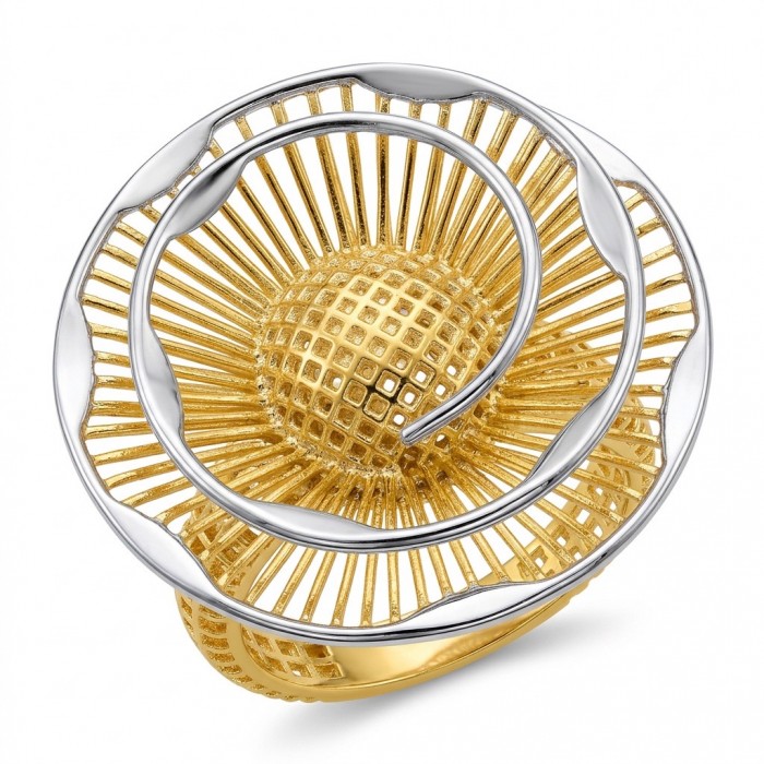 Dubai Style - .925 Sterling Silver dipped in 22K Gold handmade Large ring size 7