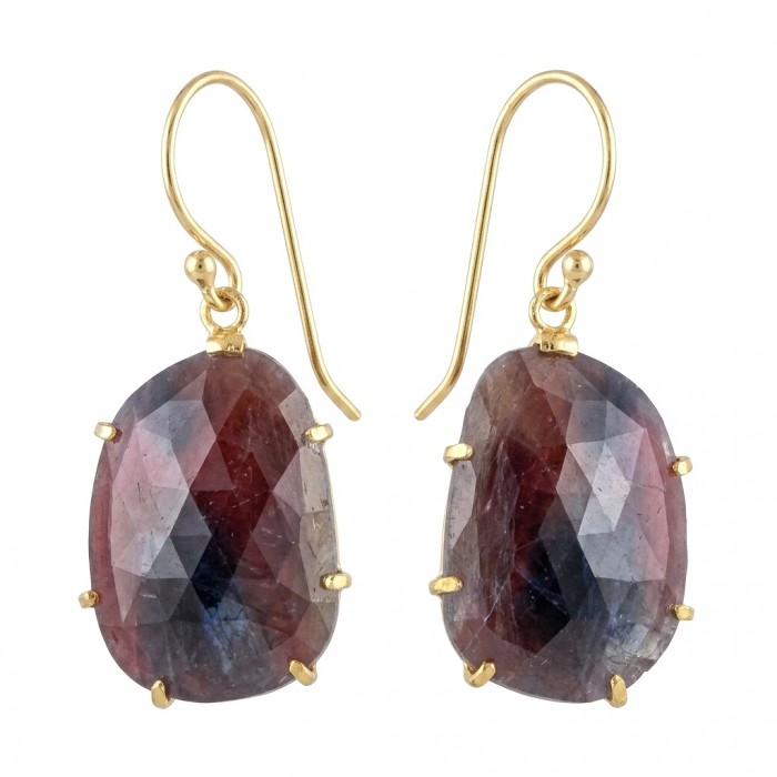 Bella Rosa Genuine 15.8 carat Ruby .925 Sterling Silver dipped in Gold Statement brilliantly handcrafted earrings