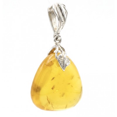 Prehistoric Authentic Golden Butterscotch Baltic Amber .925 Sterling Silver handcrafted Pendant