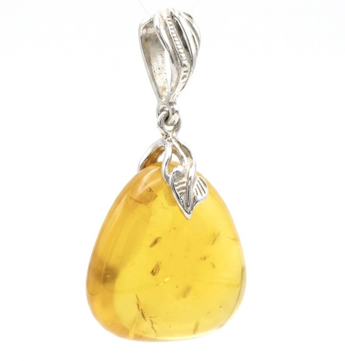 Prehistoric Authentic Golden Butterscotch Baltic Amber .925 Sterling Silver handcrafted Pendant