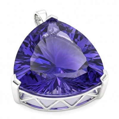 Fancy Trillion Cut Perfect 38.5 carat natural Tanzanite .925 Sterling Silver handcrafted Pendant