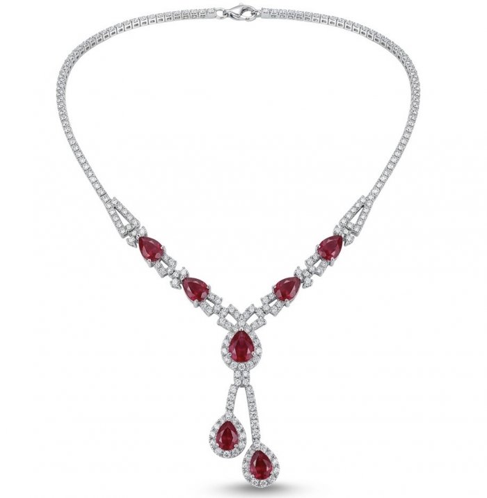 Royalty 12.2 carat Ruby .925 Sterling Silver .925 Sterling Silver Statement Necklace - video