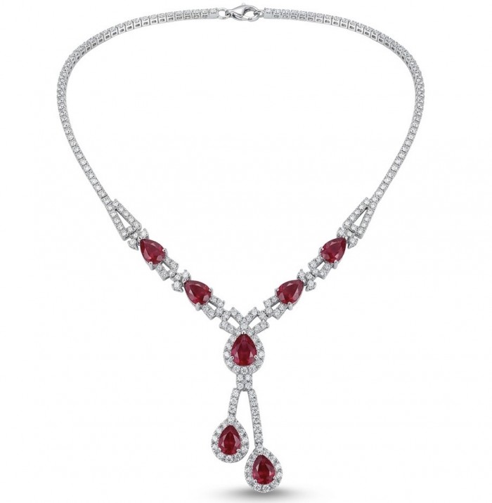 Royalty 12.2 carat Ruby .925 Sterling Silver .925 Sterling Silver Statement Necklace