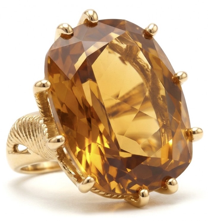 22.8 carat Genuine Heliodor 18K Gold over .925 Sterling Silver handcrafted ring size 10