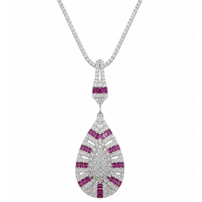 Art Deco - Izabella Luxurious natural 4.9 carat Ruby .925 Sterling Silver handmade necklace