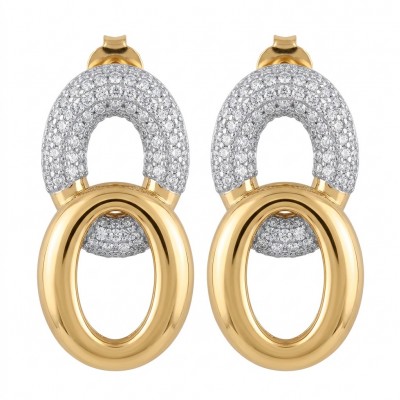 TIFFANY - LUXURIUS - Natural pave White Topaz 14K Gold over .925 Sterling Silver handmade earrings