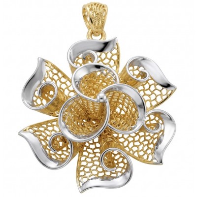 Dubai Style - Golden Rose .925 Sterling Silver dipped in 22K Gold handmade Pendant