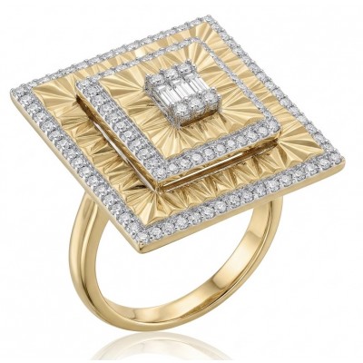 Art Deco 2.2 carat White Topaz 14K Gold over .925 Silver handcrafted Cocktail Ring s. 6