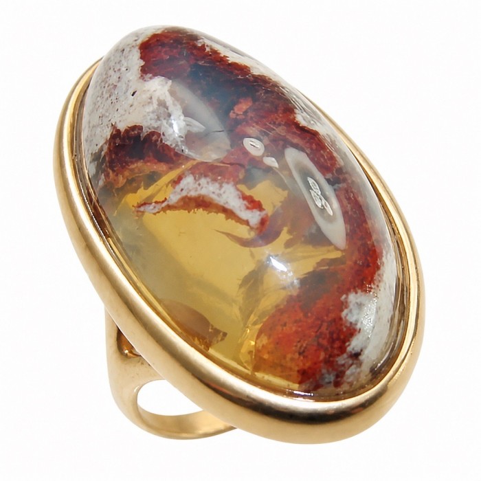 Bonfire Night best quality 28.4 carat Mexican Opal 18K Gold over .925 Sterling Silver handmade ring 7 1/4