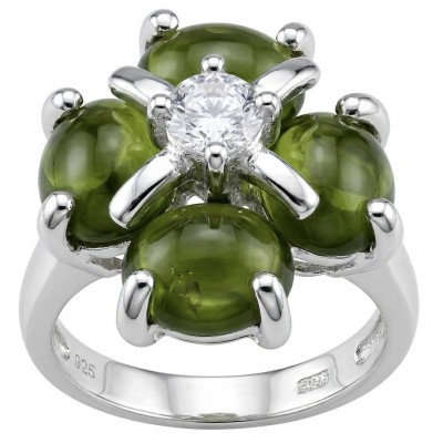 Clover 7.9 carat authentic Himalayan Peridot .925 Sterling Silver Handcrafted Statement Ring size 6