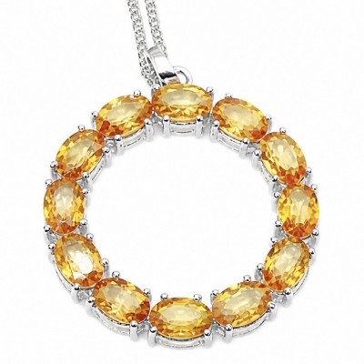 Giovanna - 14.5 carat Natural Citrine rhodium over .925 Sterling Silver handcrafted necklace