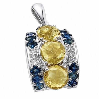 Valentina - Vintage Design Genuine 8.5 carat Citrine .925 Sterling Silver dipped in rhodium handmade Pendant
