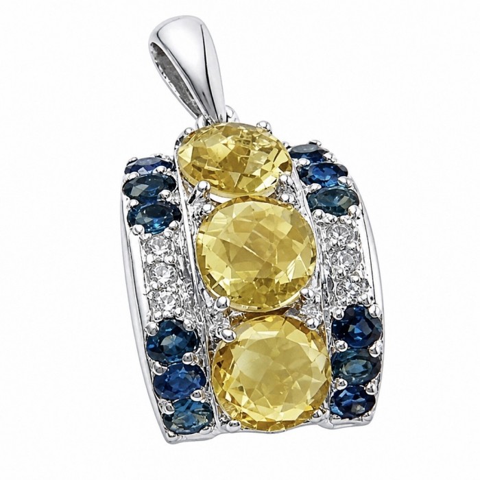 Valentina - Vintage Design Genuine 8.5 carat Citrine .925 Sterling Silver dipped in rhodium handmade Pendant